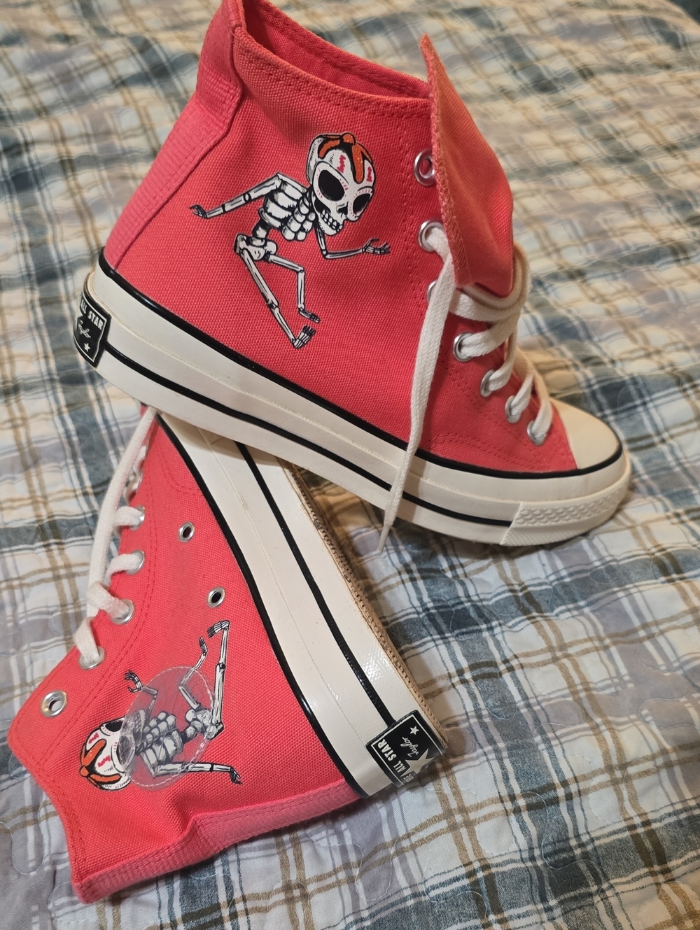 Women's Converse Coral High-Top Sneakers with Skeleton Graphic